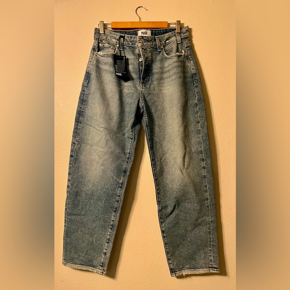 PAIGE Light Wash Blue Mom Jeans